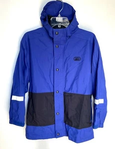 REI Kids Blue Full-Zip Button Front Hooded Windbreaker Jacket Size LARGE 12/14 - Picture 1 of 8