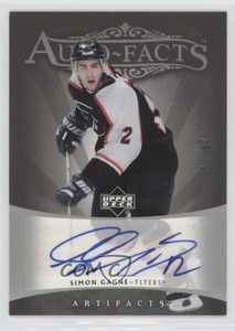 2005-06 Upper Deck Artifacts Auto-Facts Silver /50 Simon Gagne #AF-SG Auto
