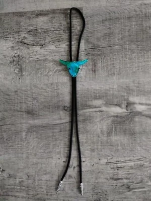 Corbata Abstracta Bull Bolo Acrílico Años 80 Funky Estilo Collage Vaquero Western Foto 1 de 4