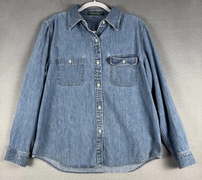Camisa Lauren Ralph Lauren Denim Botón Frontal Clásica Western Ecuestre Mediana Foto 1 de 4