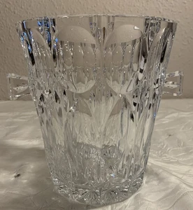 Vintage 24% Lead Hand-Cut Crystal Ice Bucket Beyer Germany ? Round Marquise - Picture 1 of 8