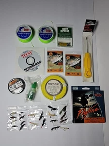 Gran Lote de Moscas y Suministros de Línea de Pesca con Mosca Jim Teeny - Alicates DVD Flyline + - Imagen 1 de 10