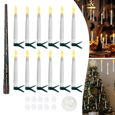 12x Flackernde LED Schwimm Kegel Kerzen Licht mit Zauberstab & Fernbedienung - Bild 1 von 4