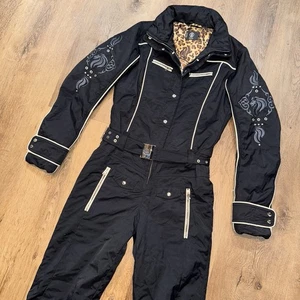 Bogner Ski Suit Womens One Piece Snowsuit Snow Bib Lion Vtg Jumpsuit 6 Long Tall - Picture 1 of 23