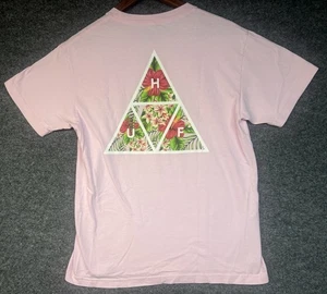 HUF Worldwide T Shirt Triangolo Logo Ibisco Hawaii Rosa Girocollo Uomo Medium  - Foto 1 di 8