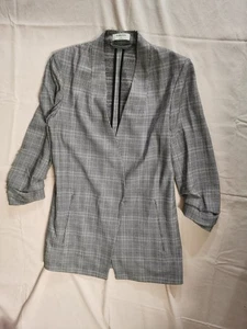 Aritzia Babaton Damen karierter Blazer Jacke vorne offen geraffte Ärmel 2 - Bild 1 von 6