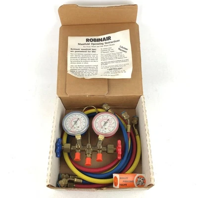 ROBINAIR Manifold Gauge Set Side Wheel Model # 40153 NOS R-22 R-12 R-502 USA - Image 1 of 4