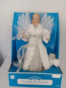 LED Fiber Optic Angel Christmas Tree Topper HOILDAY TIME - Picture 1 of 2