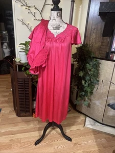 Conjunto de bata camisón vintage Vanity Fair para mujer pequeña de nailon rosa oscuro - Imagen 1 de 7