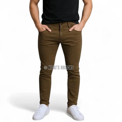 Pantalones Chinos Brooklyn Calling NYC Calce Ajustado Elastizados Caqui Marrón Informales Talla 30x32 Foto 1 de 4