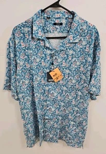NEW Benson Men's Blue Floral Print Short Sleeve Button Down Shirt Size XL NWT - Picture 1 of 10