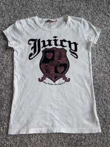 VINTAGE! RARE Y2K Juicy Couture Glitter Crest Baby T Shirt Top Sz S DISCONTINED - Picture 1 of 6