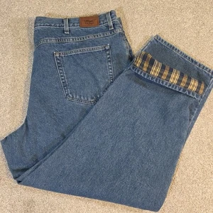 LL Bean Flannel Lined Jeans Mens Size 44 (33) x 30 Relaxed Fit Outdoor Workwear - Picture 1 of 12