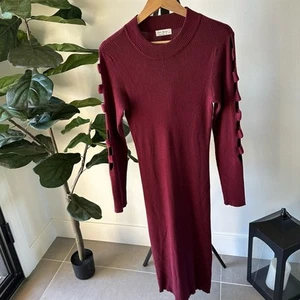 Plus 2x Burgunder Bodycon Pullover Kleid Armausschnitt Love Always by FCT - Bild 1 von 5