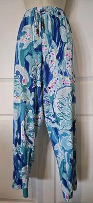Calça de tornozelo Lilly Pulitzer elástica cordão multicolorida azul tamanho XL - Imagem 1 de 4