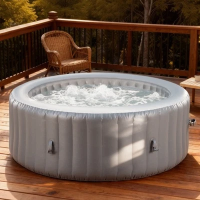 Whirlpool Aufblasbar Badewanne 4-6 Personen 208x66cm Tragbar In-Outdoor Pool - Bild 1 von 4