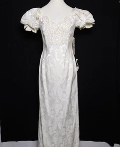 NWT 1980s Vintage JESSICA McClintock Ivory Beaded Baroque Wedding Dress Sz 10 - Picture 1 of 20