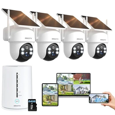 ARCCTV Solar Battery Powered Wireless WiFi Home Security Camera CCTV System 64GB - image 1 of 4