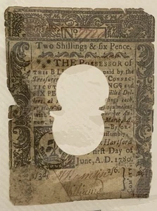 1780 2 Schilling And 6 Pence Colonial Currency of Connecticut - Early American - Picture 1 of 2