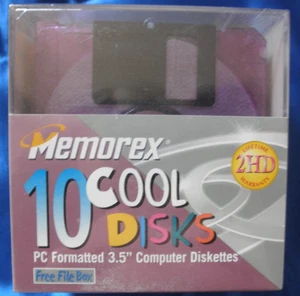 10 Pack Memorex 2HD 3.5" Computer Diskettes PC Format Cool Disks -New Sealed - Photo 1/6