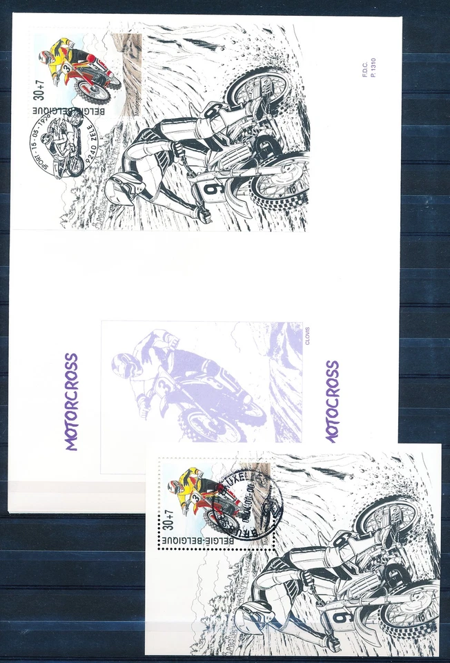 XE56632 Belgium 2000 motorcross bikes motorcycles FDC's used - Image 1 of 1
