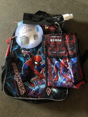 MARVEL SPIDER-MAN 16" Mochila, Goma Cuelga, Mosquetón y Saco Bolso Juego de 5 Piezas Foto 1 de 4