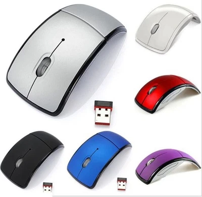 Silent Click Quiet Folding Optical Wireless Arc Mouse Portable Compact - Image 1 of 2