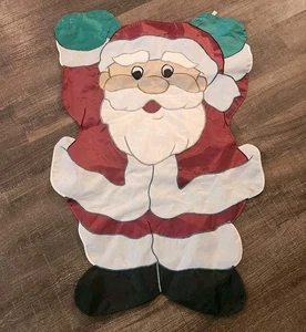 Vtg Hanging SANTA CLAUS Nylon Outdoor Decorative Flag Christmas Holiday Yard Y2K - Picture 1 of 3