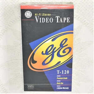 SEALED GE Hi-Fi Stereo T-120 VHS Movies Blank Video Tape 6 Hour Premium Vintage - Picture 1 of 8