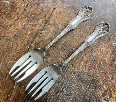 Антикварные вилки для салата из стерлингового серебра ROGER WILLIAMS (Mount Vernon) JOSEPHINE 1899 ПАРА - Изображение 1 из 4