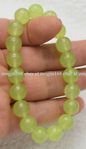 6/8/10/12/14mm Natural Green Peridot Round Gemstone Beads Bracelet 7.5" AAA+