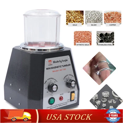 Magnetic Tumbler Jewelry Polisher Machine Finisher 100mm 4 Speed Time Control - Image 1 of 4