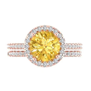 2.52 ctw 14K Women's Wedding Set Simulated Yellow Diamond Ring and Wedding Band - Bild 1 von 5