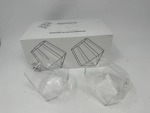 Set Of 2 Diamond Glasses Whiskey Spirit Tumblers - Picture 1 of 7