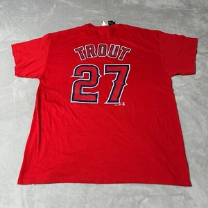 Anaheim Angels Mike Trout #27 T-Shirt Mens Size XL Red Majestic MLB L.A. - Picture 1 of 8