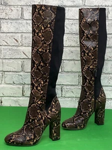 Circus by Sam Edelman Clarimont Coffee Snakeskin Embossed Tall Stretch Boots Sz6 - Picture 1 of 13