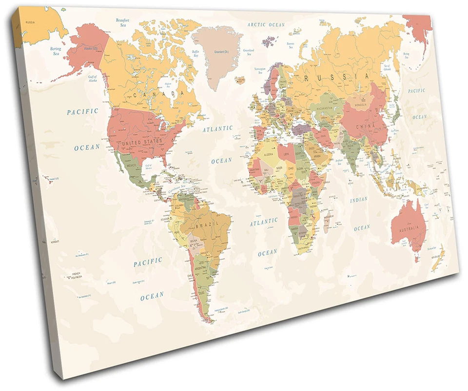 Atlas Mundial Geografía Globo Mapas Banderas ARTE DE PARED DE LIENZO ÚNICO Impresión de imágenes Foto 1 de 1