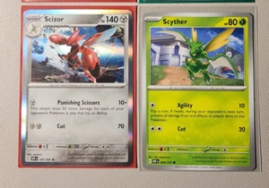 Scizor 141/197 holo & Scyther 004/197 Pokemon card SV Obsidian Flames NM - Picture 1 of 1
