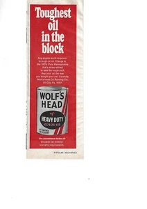 Wolf’’s Head Heavy Duty Motor Oil Pennsylvania Vintage Magazine Print Ad 1971 - Picture 1 of 1