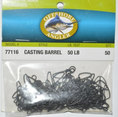 Barril de fundición de pescador offshore giratorios a presión 50 lb negro 50 por paquete #77116 Foto 1 de 2