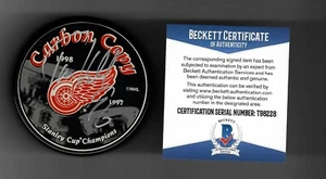 Tomas Holmstrom Signed Detroit Red Wings 97/98 Stanley Cup Champs Puck BAS COA - Picture 1 of 1