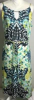 New York & Company Sleeveless Multi Color Stretch Hi Lo Maxi Dress Size L 12/14 - Image 1 of 4