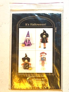 My Sister and I pattern It's Halloween scarecrow wizard witch stick dolls - Picture 1 of 5