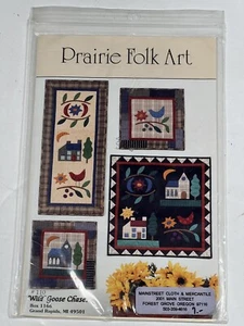 Prärie Volkskunst WILDGANSJAGD Quiltmuster Vögel Kirche Haus Wandbehang - Bild 1 von 3