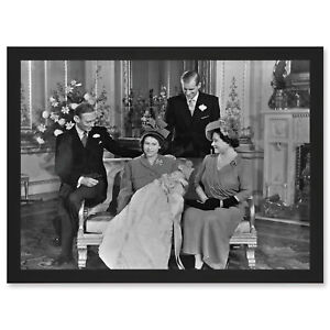 King Charles III Christening Queen Elizabeth King George VI Photo Framed Art A3