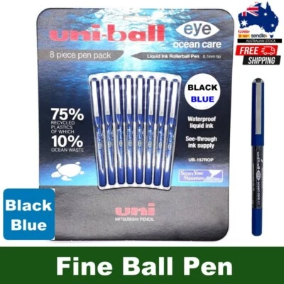 Uni-Ball Eye Ocean Care Rollerball Pen Blue/Black Liquid Ink 0.7mm - UB157 - image 1 of 4