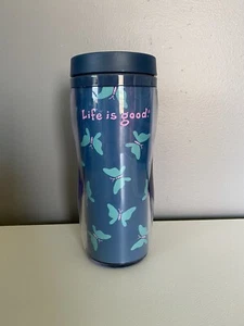Taza de vaso de mariposa azul Life is Good - Imagen 1 de 3