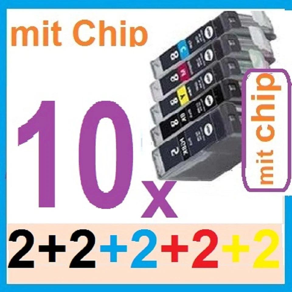 3COLORS 10x Patronen für Canon PIXMA IP4850 MG5150 MG5250 MG6150 MG8150 MX885 mit CHIP B
