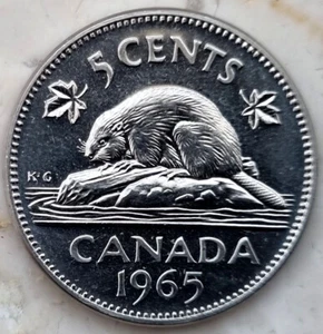 Canada 5 Cents Elizabeth II., 1965 NickelUNC in Kapsel - Bild 1 von 2
