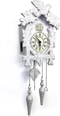 Reloj de cuco vintage grande reloj de pared de madera hecho a mano 13X9,5 pulgadas (blanco) Foto 1 de 4